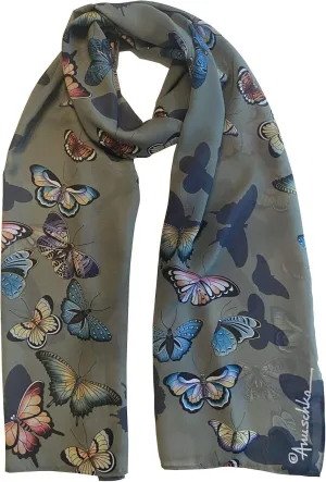 Anuschka Chiffon Scarf - With Original Printed Artwork - Butterfly Heaven - 24" x 72"