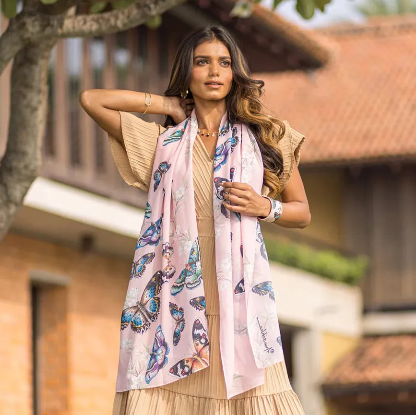 Anuschka Printed Chiffon Scarf Butterfly Melody