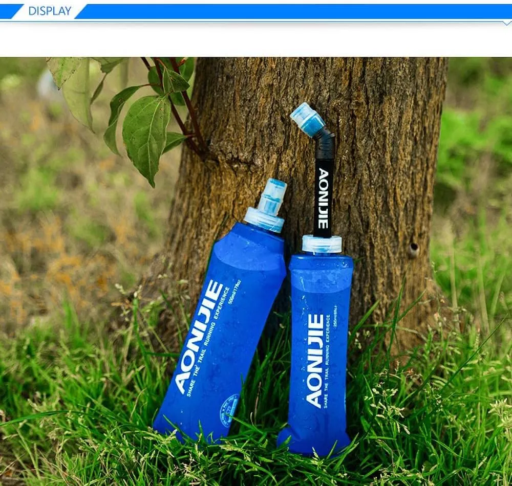 AONIJIE TPU Soft Flask Water Bottle Collapsible Running Flask for Hydration Pack, BPA Free, Wide Opening, for Outdoor Sports Hydration