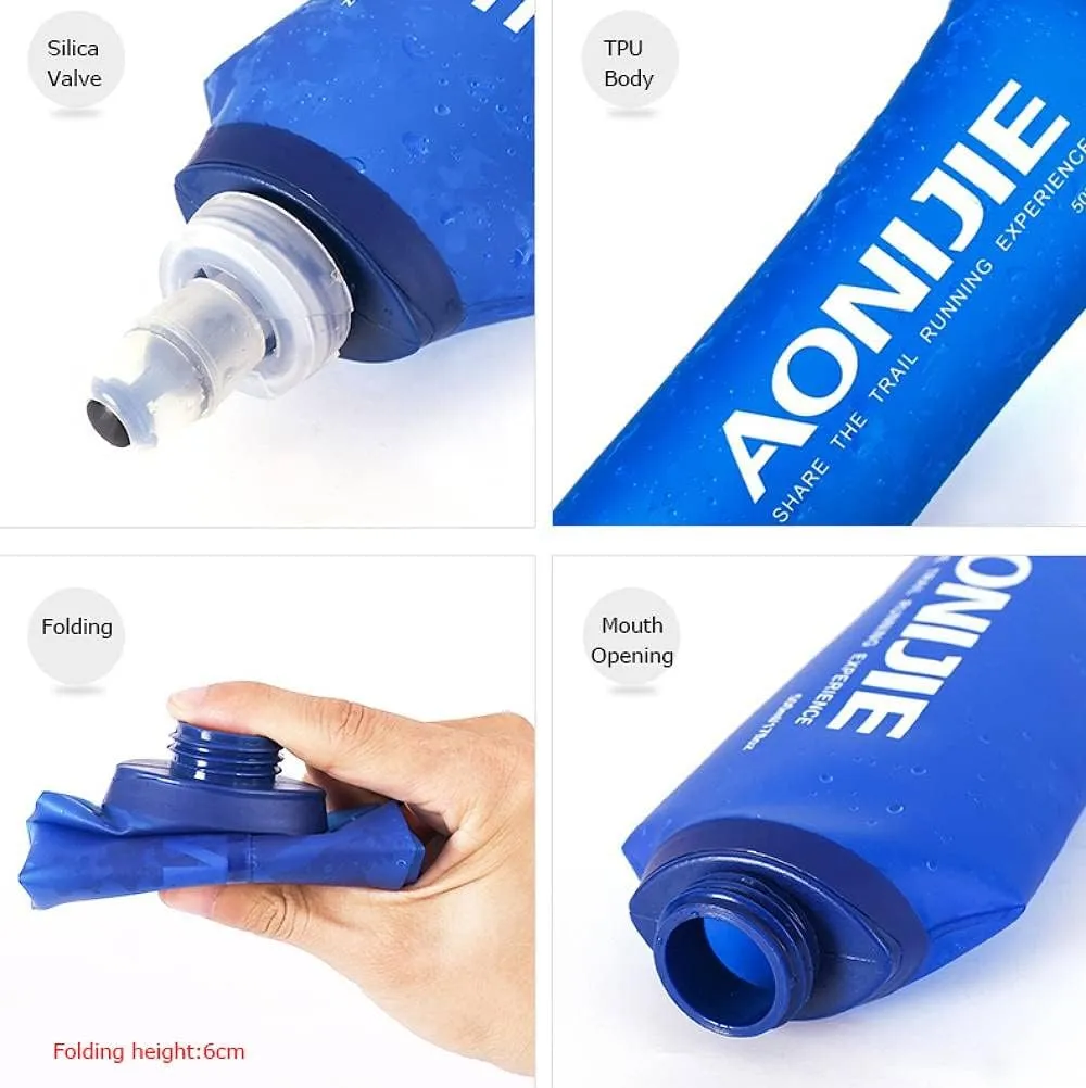 AONIJIE TPU Soft Flask Water Bottle Collapsible Running Flask for Hydration Pack, BPA Free, Wide Opening, for Outdoor Sports Hydration