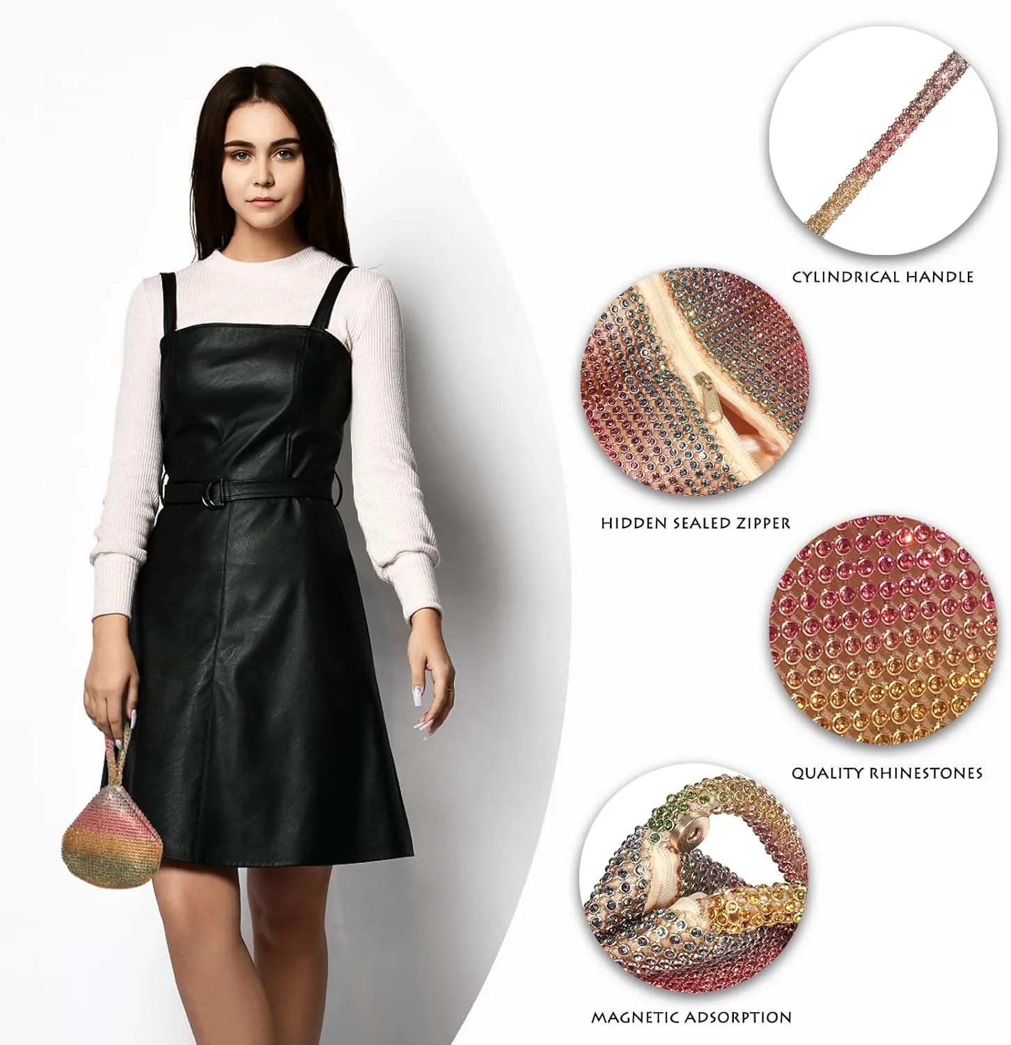 AOYUNHUI Clutch Purses for Women Evening Bags Rhinestone Bag for Wedding Prom Party
