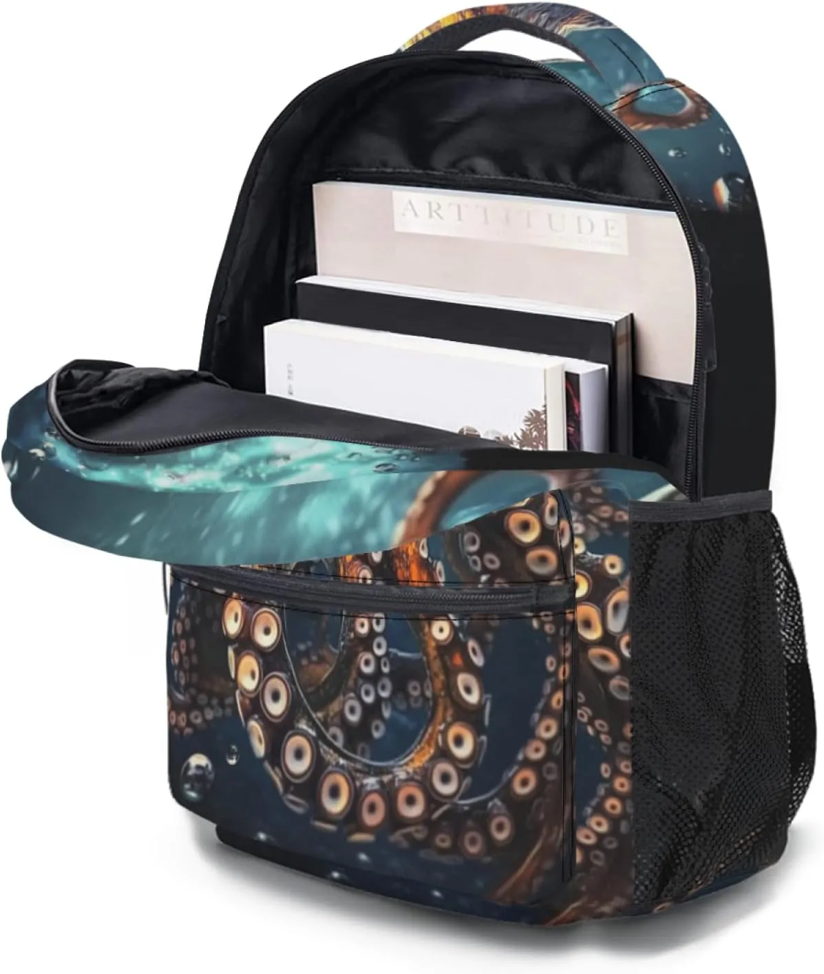 aportt Octopus Print Kids Backpack for School Casual Daypack Backpacks Orange Octopus Lightweight Book Bag Ocean Animal Shoulder Bag for Boys Girls Students Travel Camping Outdoor
