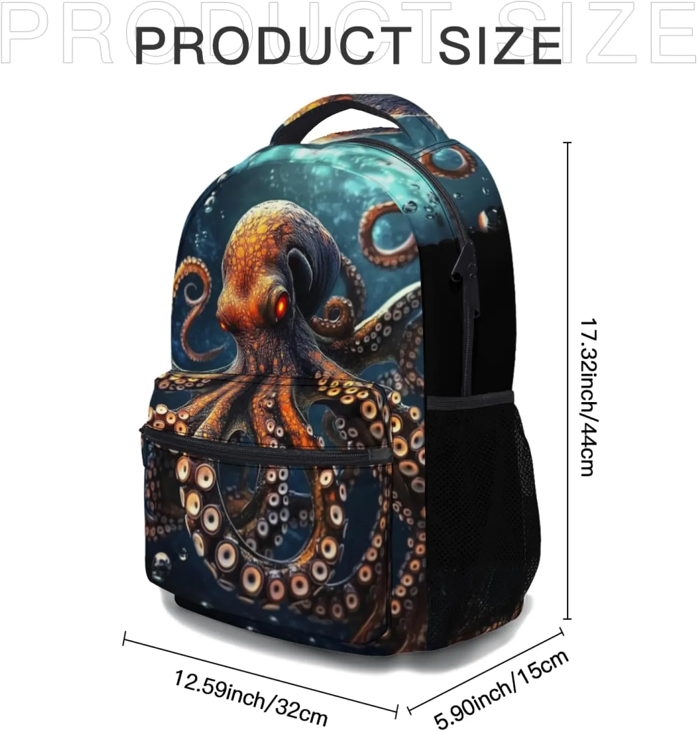 aportt Octopus Print Kids Backpack for School Casual Daypack Backpacks Orange Octopus Lightweight Book Bag Ocean Animal Shoulder Bag for Boys Girls Students Travel Camping Outdoor
