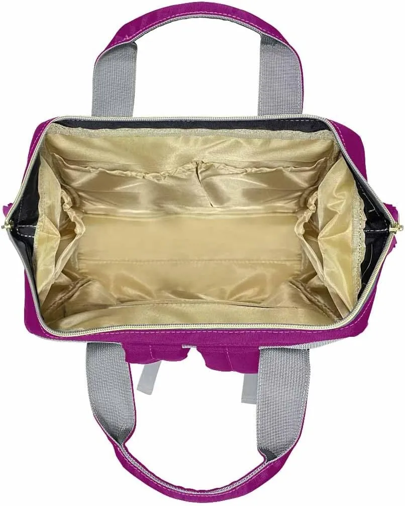 Artsadd Custom Diaper Bag Backpack with Name, Customized Deep Pink Glitter Drips Nappy Bags for Women Personalized Travel Camping Hiking Shopping Casual Mommy Backpack