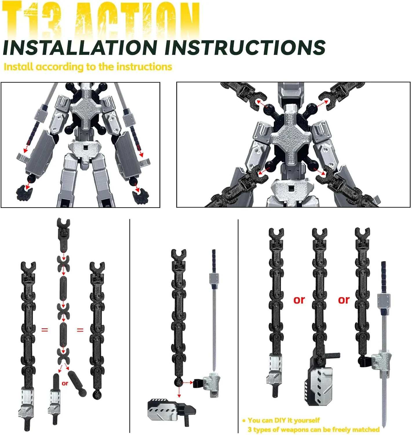 (Assembly Completed) 8 inch T13 Action Figure Set,T 13 Action Figure Multi-Articular Mobile Robot Nova T-13,Desktop Decorations for Game Lovers Toys (Blue)