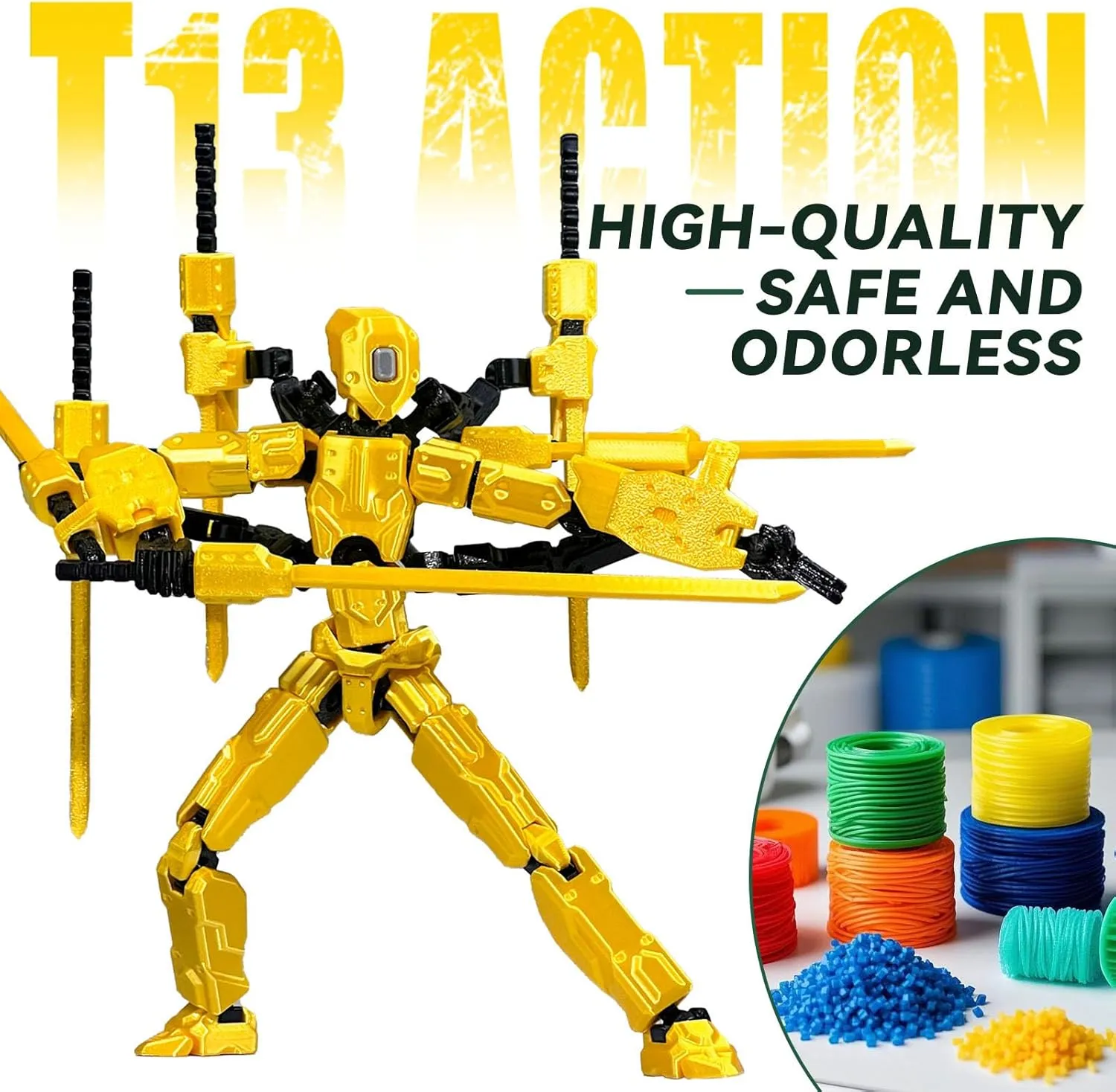 (Assembly Completed) 8 inch T13 Action Figure Set,T 13 Action Figure Multi-Articular Mobile Robot Nova T-13,Desktop Decorations for Game Lovers Toys (Blue)