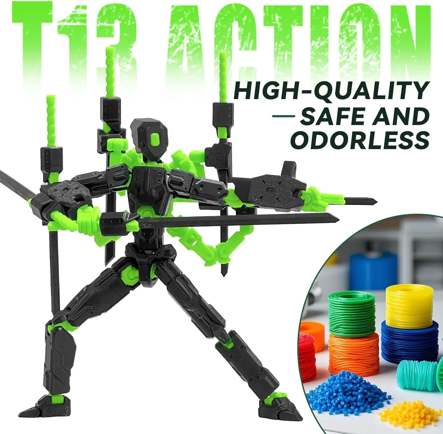 (Assembly Completed) 8 inch T13 Action Figure Set,T 13 Action Figure Multi-Articular Mobile Robot Nova T-13,Desktop Decorations for Game Lovers Toys (Light Blue)