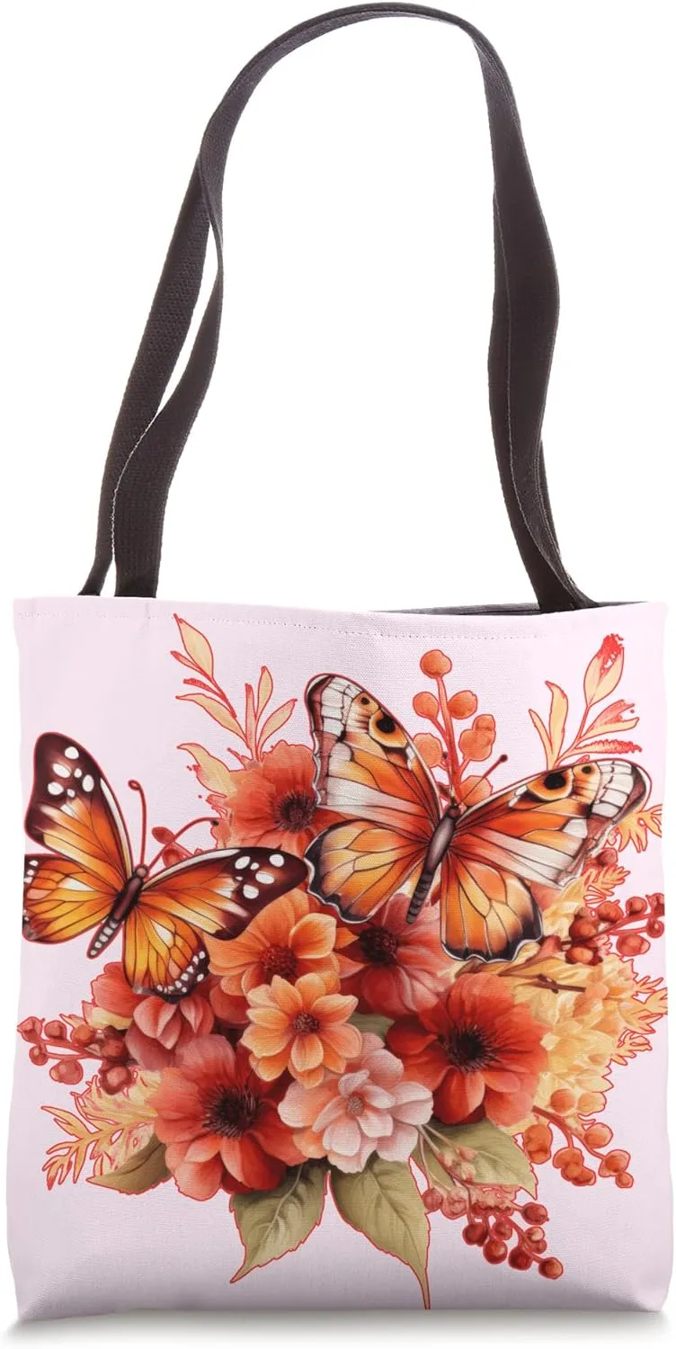 Autumn Butterfly Floral Fall Foliage Thanksgiving Tote Bag