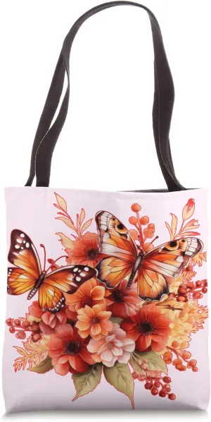 Autumn Butterfly Floral Fall Foliage Thanksgiving Tote Bag