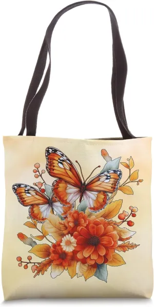 Autumn Butterfly Floral Orange Fall Foliage Thanksgiving Tote Bag