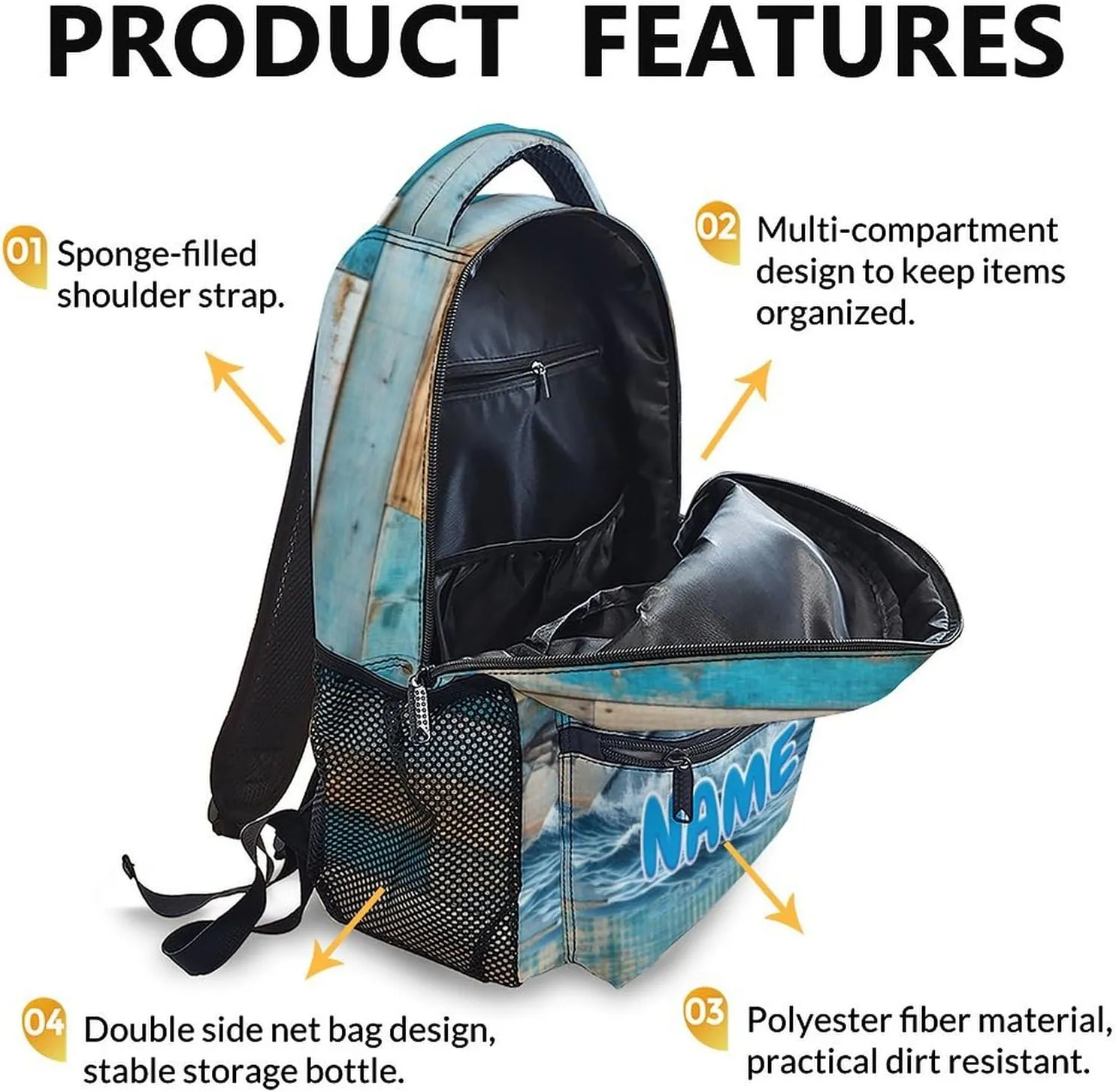 Backpack for Boys Girls, Personalized Shark Backpacks for Children Teen, Cool Shark Gift, Funny Bookbags for Kids 6-8, Bookbag for School Travel Camping