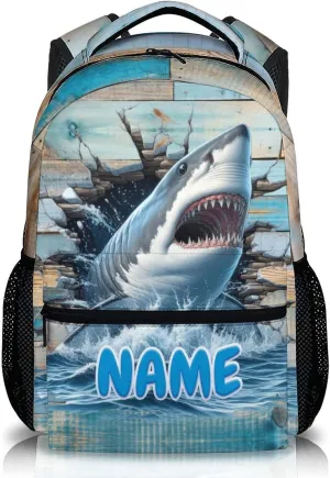 Backpack for Boys Girls, Personalized Shark Backpacks for Children Teen, Cool Shark Gift, Funny Bookbags for Kids 6-8, Bookbag for School Travel Camping