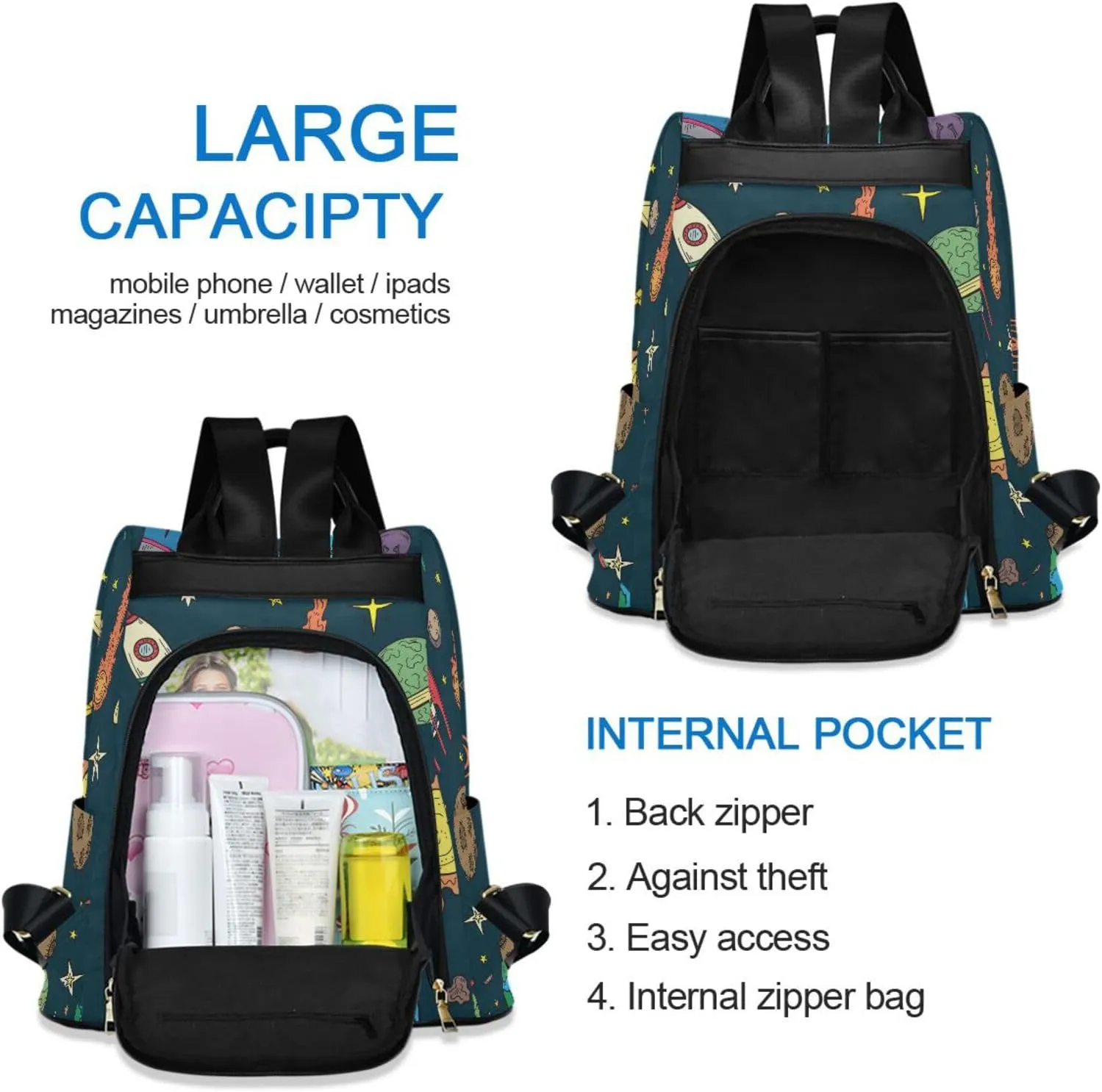 Backpack Purse for Women Anti Theft Fashion Daypack Polyester Travel Bag Crossbody Shoulder Bag Sunflower 13.4 X 5.9 X 15in Pattern 14