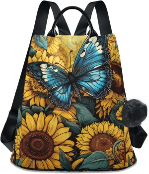 Backpack Purse for Women Anti Theft Fashion Daypack Polyester Travel Bag Shoulder Bag Butterfly 13.4 X 5.9 X 15in Pattern 2
