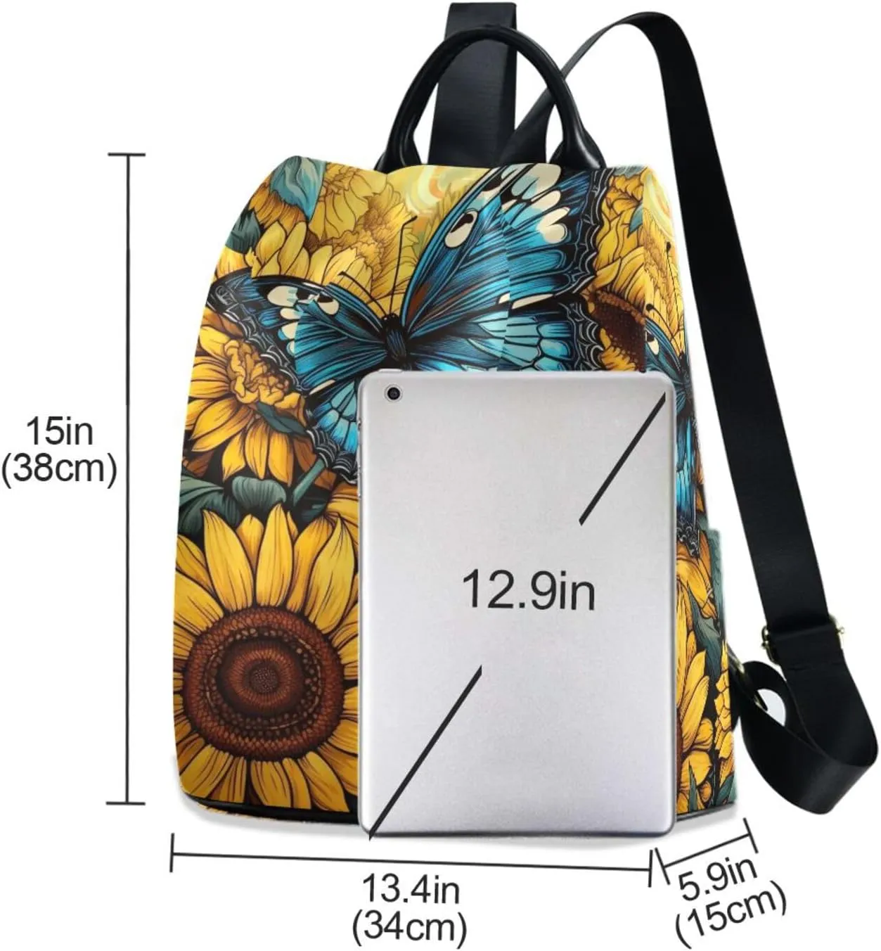 Backpack Purse for Women Anti Theft Fashion Daypack Polyester Travel Bag Shoulder Bag Butterfly 13.4 X 5.9 X 15in Pattern 2