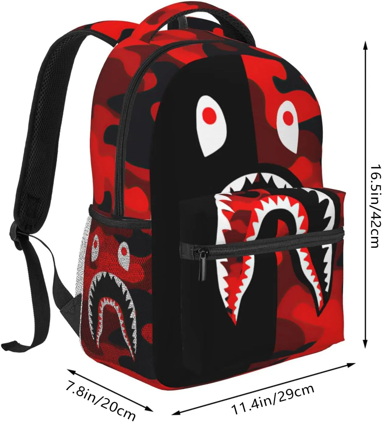 Backpack Shark Teeth Camo Backpacks Travel Laptop Daypack Big Capacity Bookbag Fashion Durable Back Pack for Men and Women-StyleSH