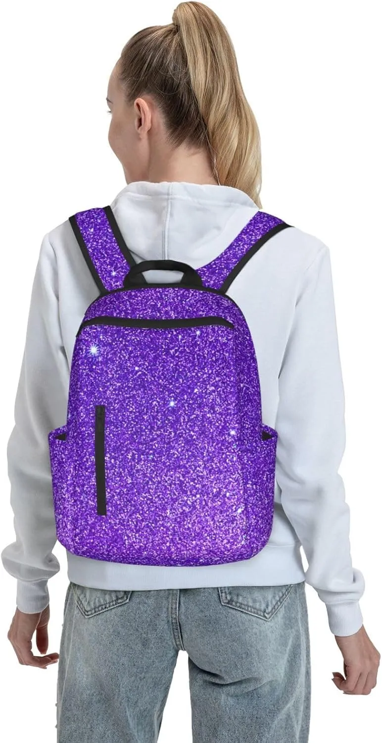 Backpack Travel, or Work Bookbag purple Glitter Sparkle texture Laptop Daypacks