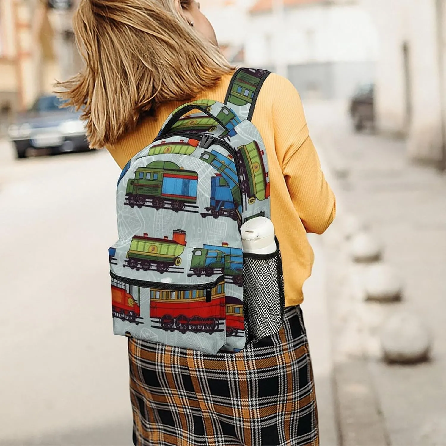 Backpacks Cartoon Train Travel Bag Laptop Backpack Casual Daypack for Weekender Business Hiking
