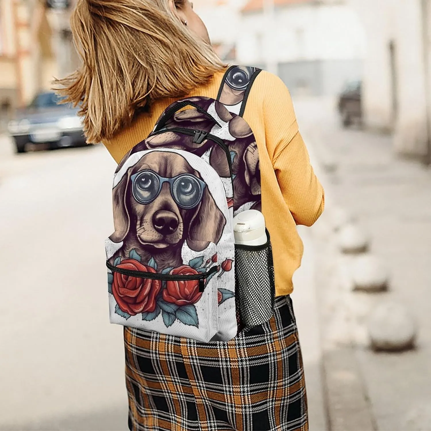 Backpacks Dog Wearing Glasses Travel Bag Laptop Backpack Casual Daypack for Weekender Business Hiking