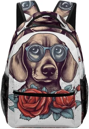 Backpacks Dog Wearing Glasses Travel Bag Laptop Backpack Casual Daypack for Weekender Business Hiking