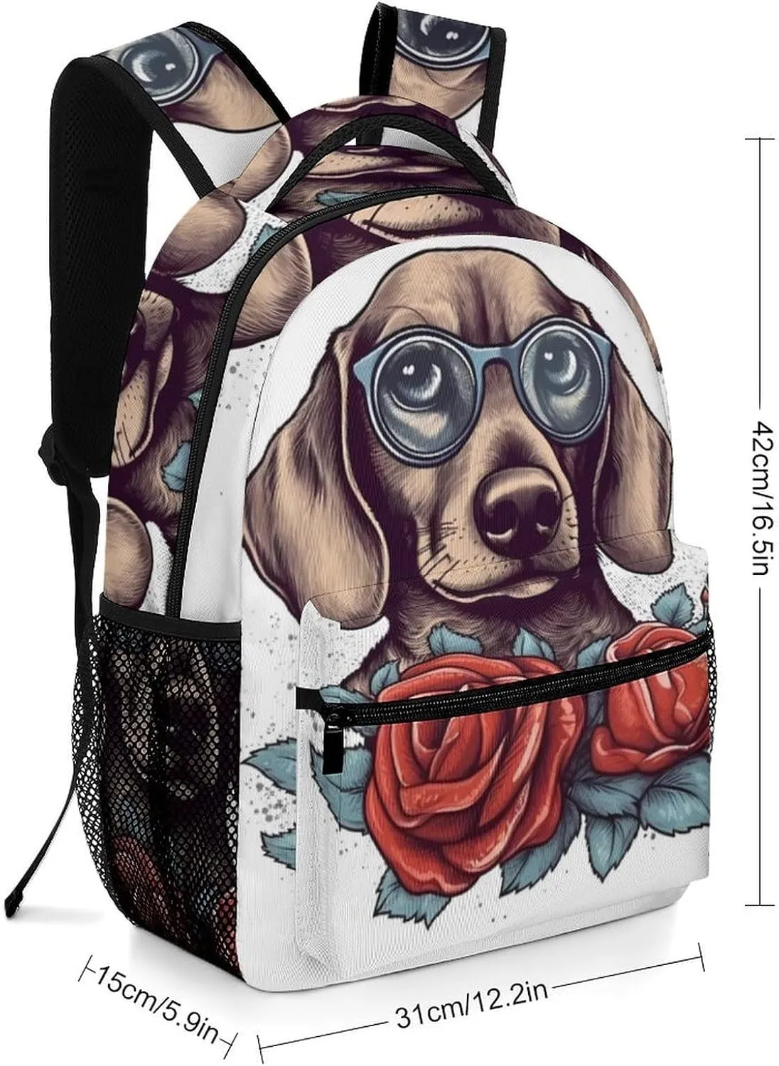 Backpacks Dog Wearing Glasses Travel Bag Laptop Backpack Casual Daypack for Weekender Business Hiking