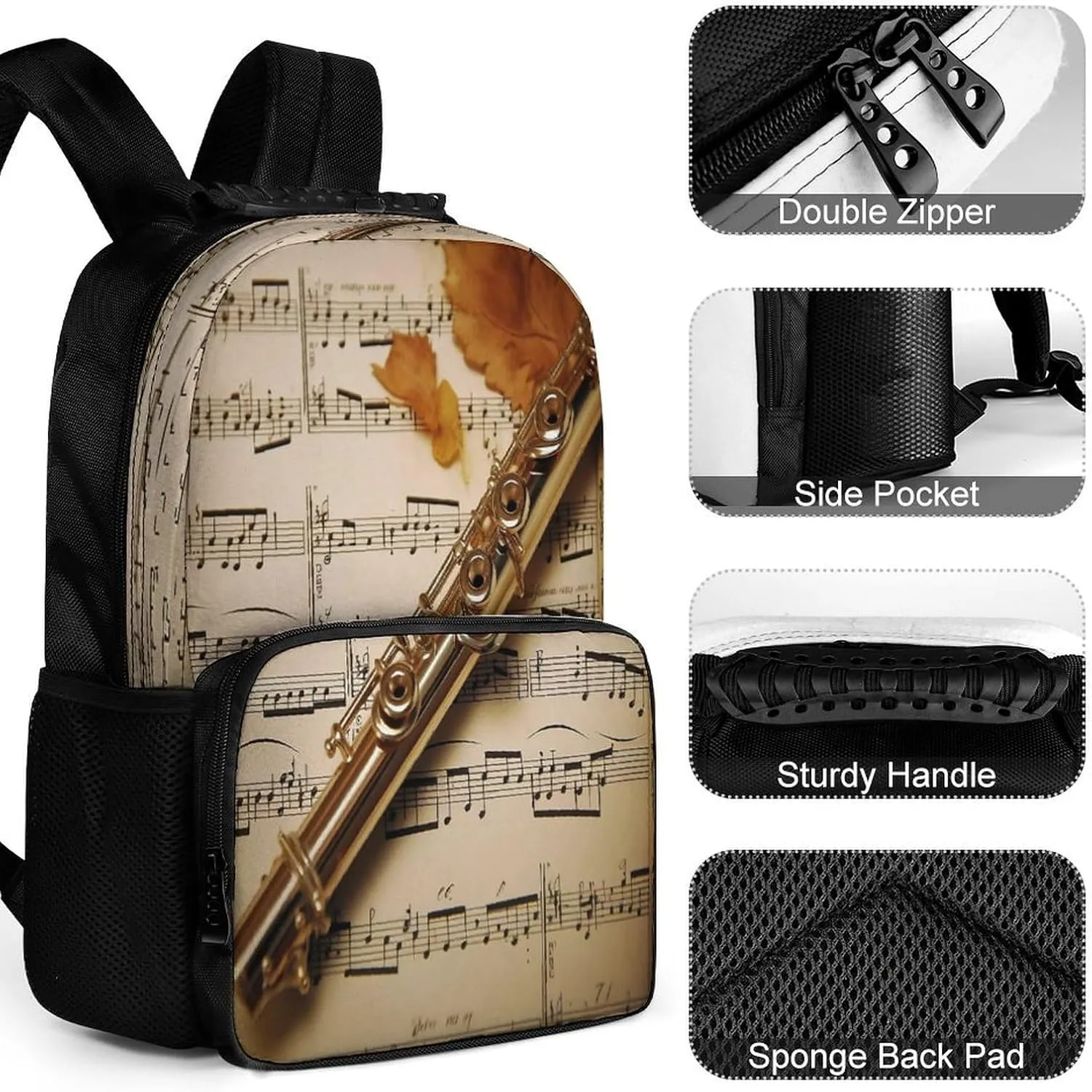 Backpacks Flute Music Travel Bag Business Work Laptop Backpack, 40x28x16cm