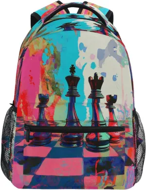 Backpacks for Teacher Nurse Waterproof College School Computer Bag with Chest Strap Gift Men & Women Chess Set