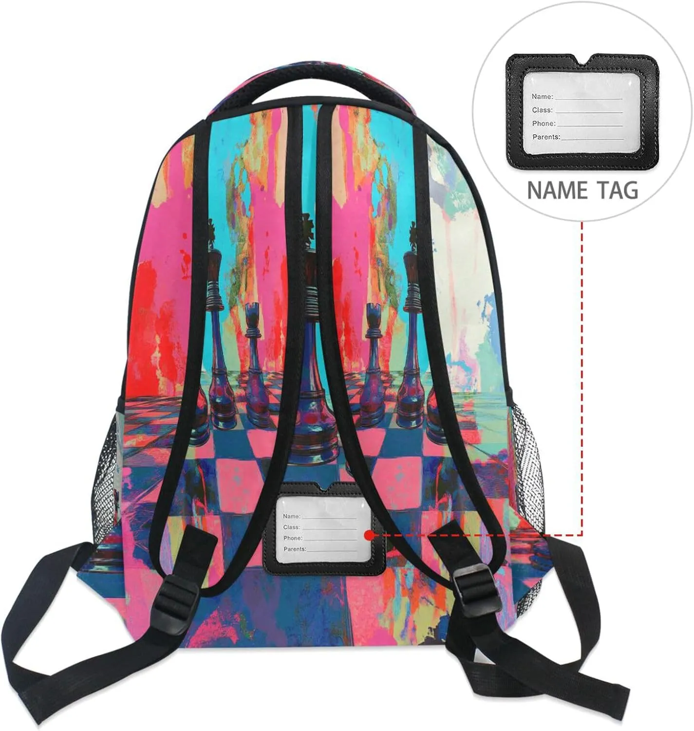 Backpacks for Teacher Nurse Waterproof College School Computer Bag with Chest Strap Gift Men & Women Chess Set