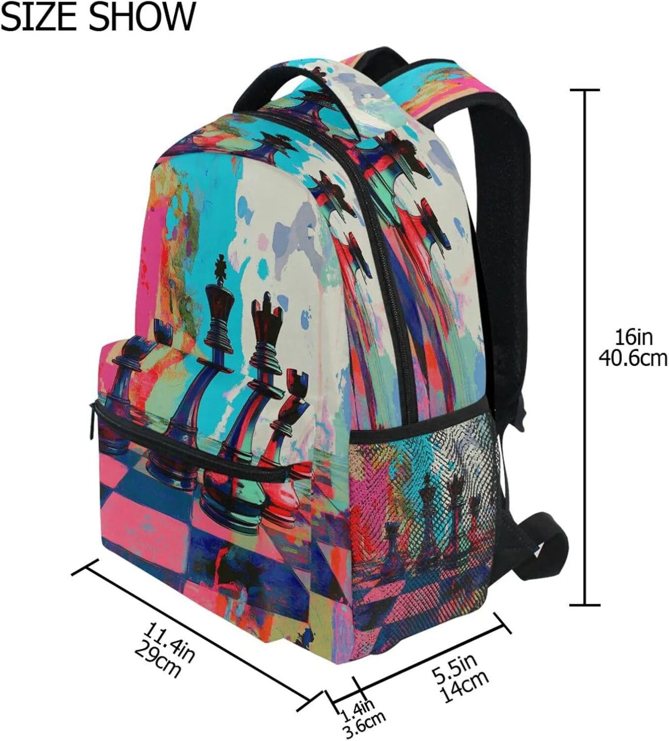 Backpacks for Teacher Nurse Waterproof College School Computer Bag with Chest Strap Gift Men & Women Chess Set