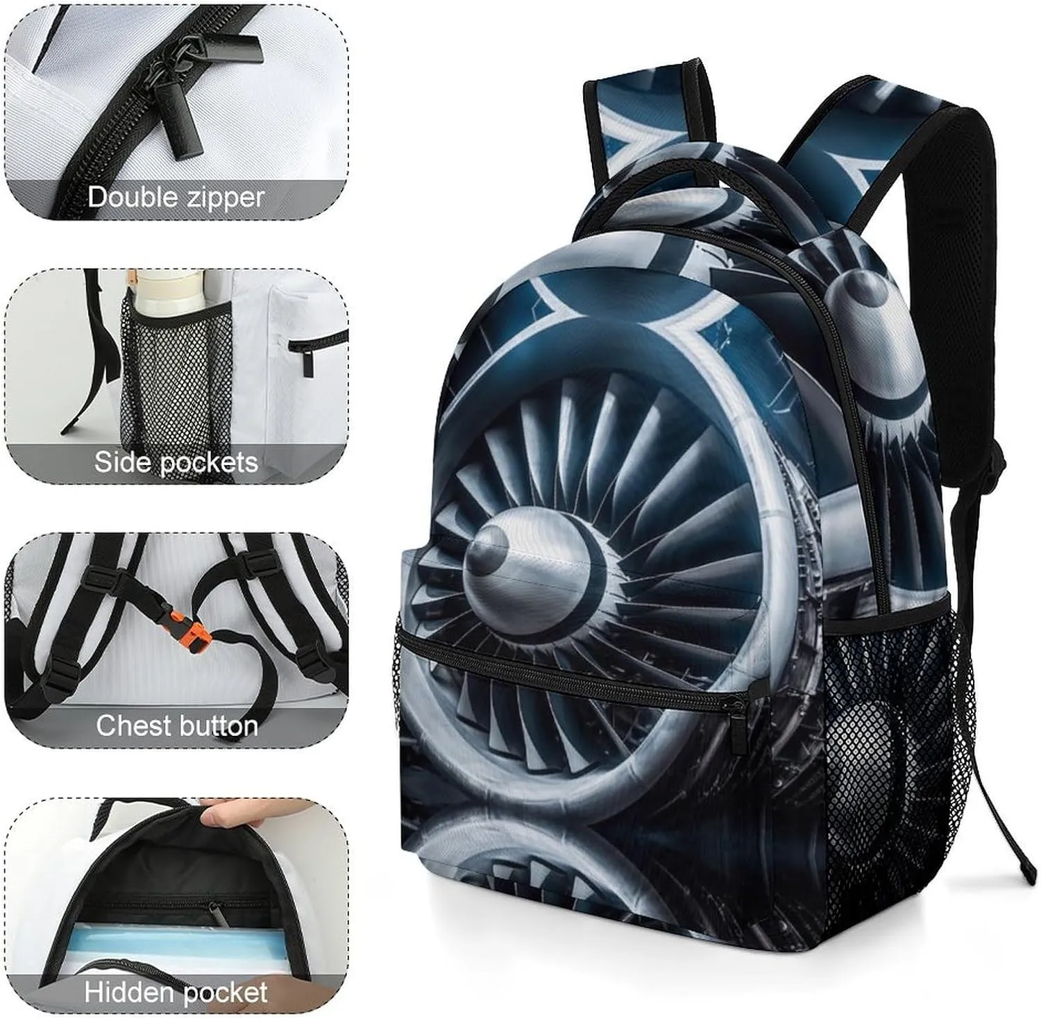 Backpacks Jet Engine Travel Bag Laptop Backpack Casual Daypack for Weekender Business Hiking