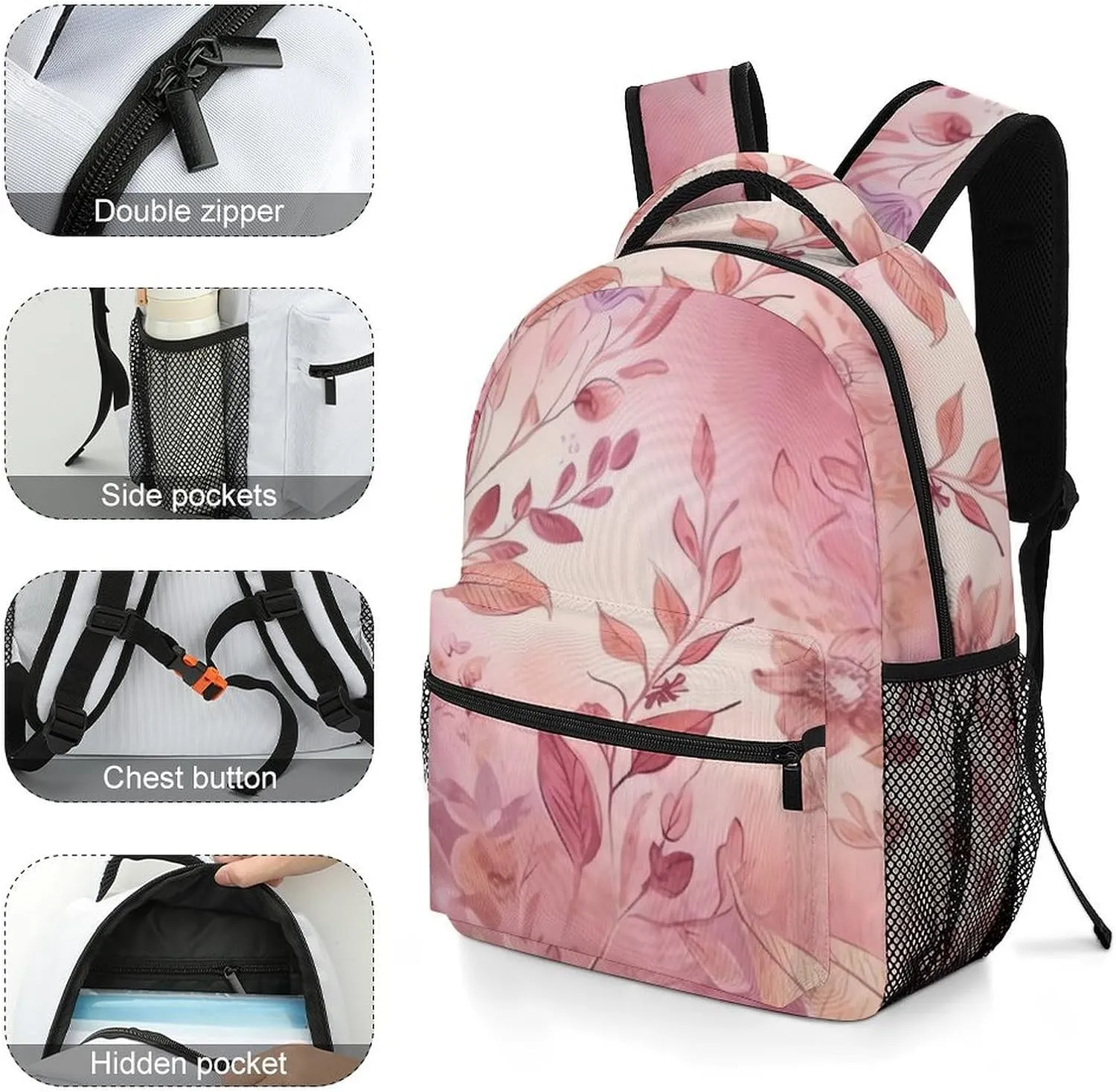 Backpacks Leaves of Flowers Travel Bag Laptop Backpack Casual Daypack for Weekender Business Hiking