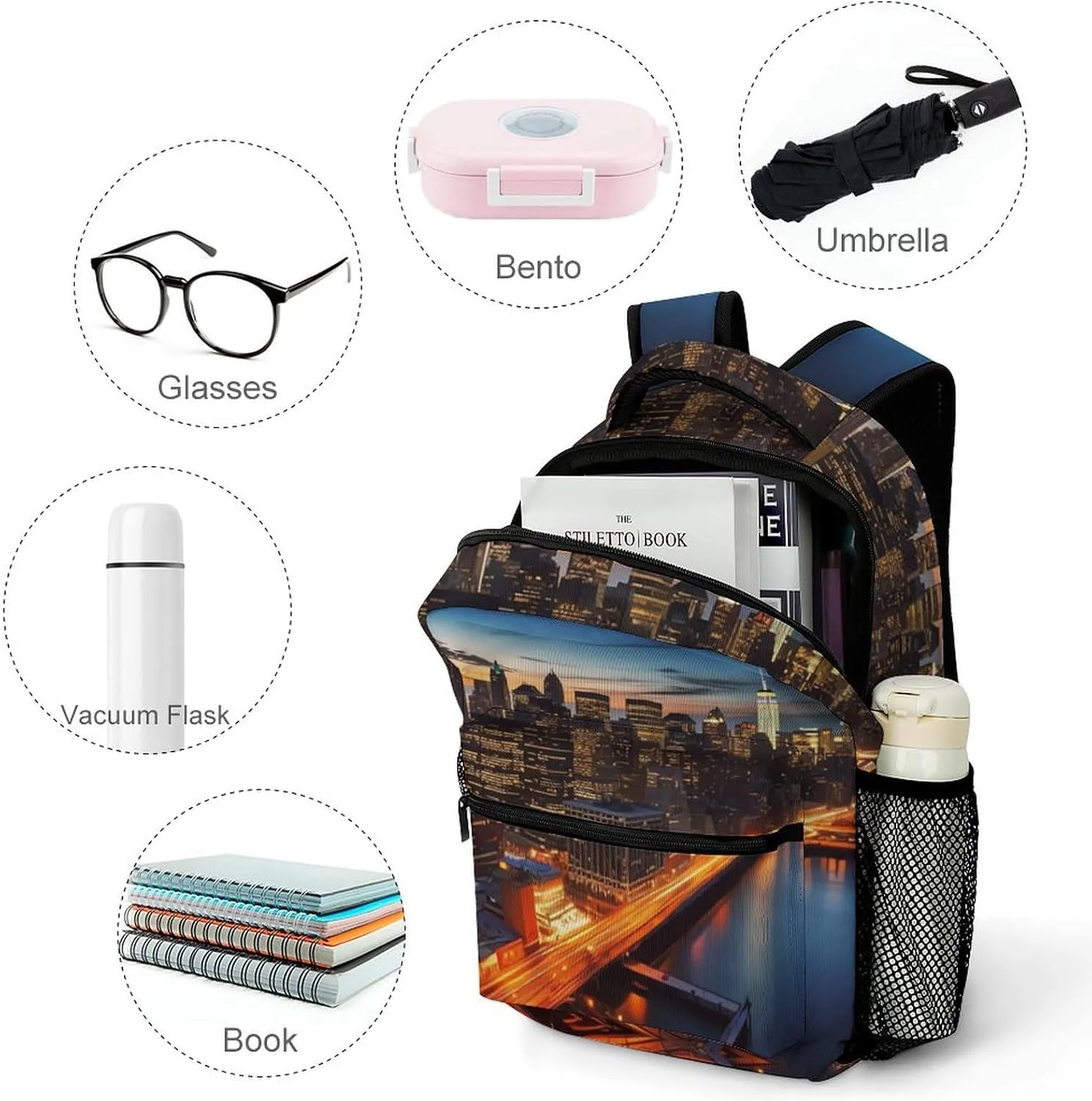 Backpacks New York City Scenery Travel Bag Laptop Backpack Casual Daypack for Weekender Business Hiking
