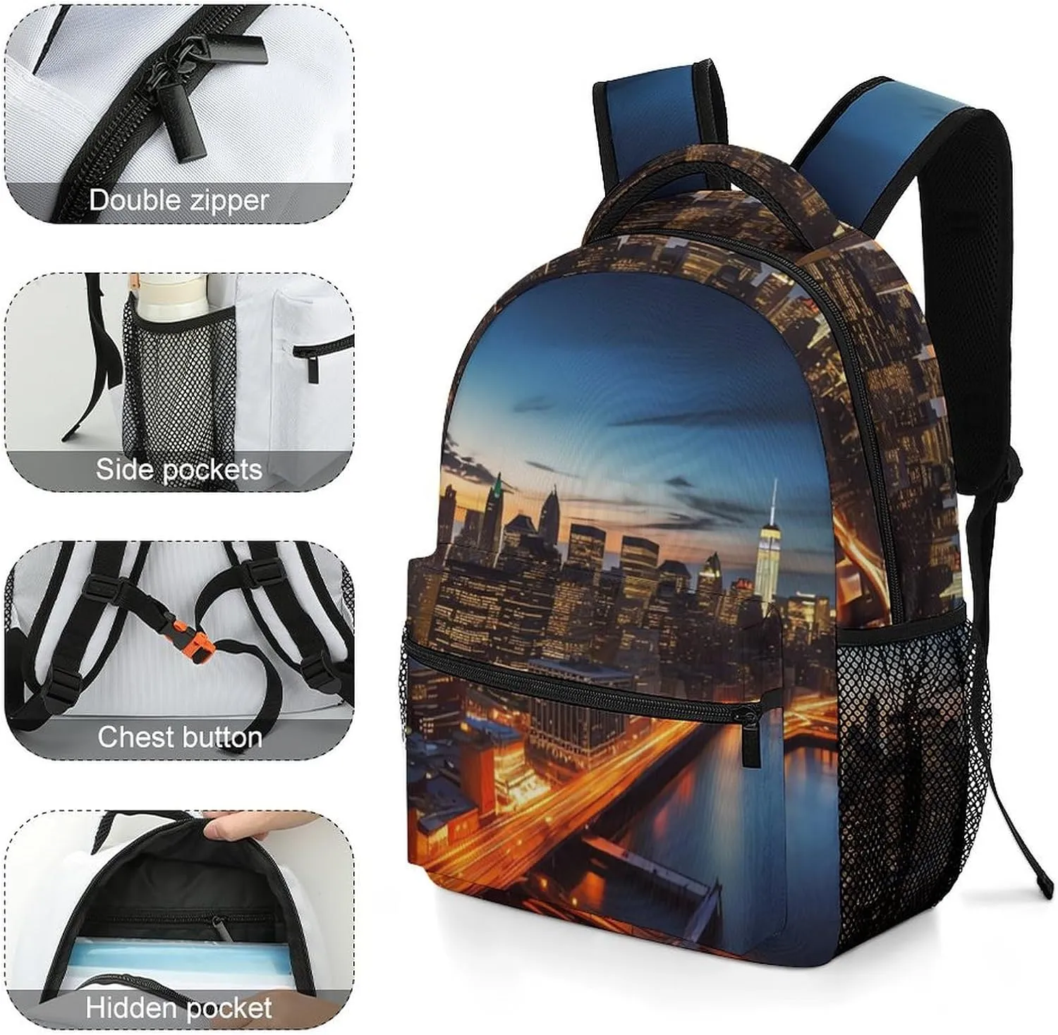 Backpacks New York City Scenery Travel Bag Laptop Backpack Casual Daypack for Weekender Business Hiking