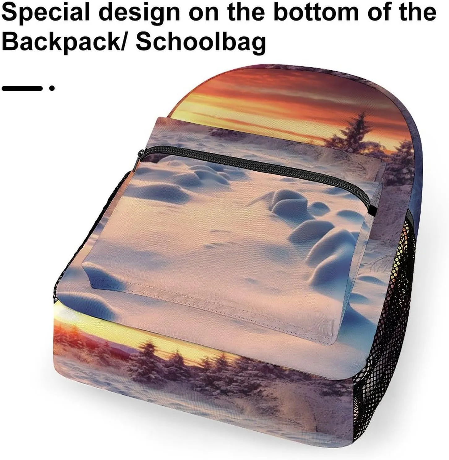 Backpacks Winter Snow Sunset Landscape Travel Bag Laptop Backpack Casual Daypack for Weekender Business Hiking
