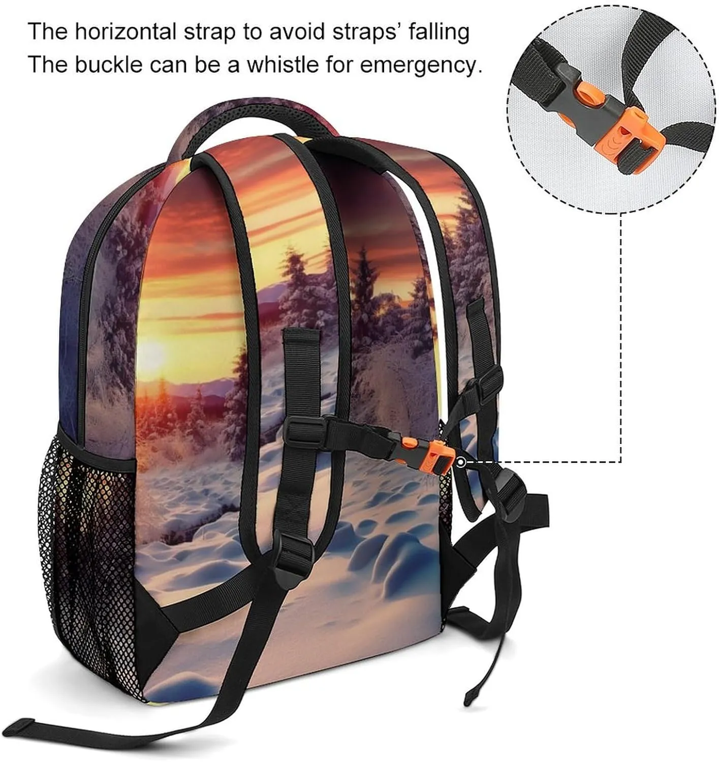 Backpacks Winter Snow Sunset Landscape Travel Bag Laptop Backpack Casual Daypack for Weekender Business Hiking