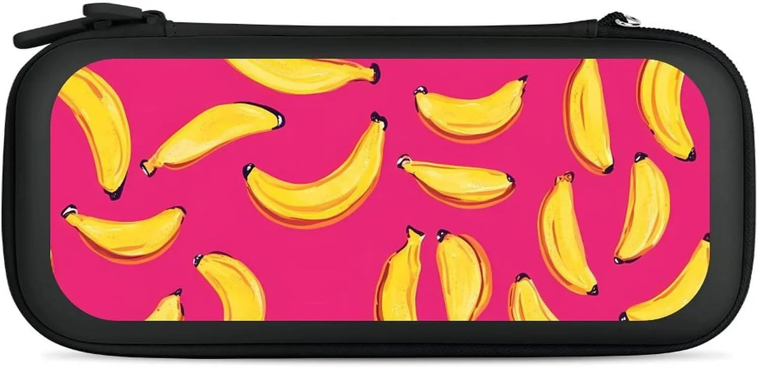 Bananas Art Hand Drawing Compatible with Switch Carrying Case Hard Travel Game Bag Pouch with 15 Games Accessories