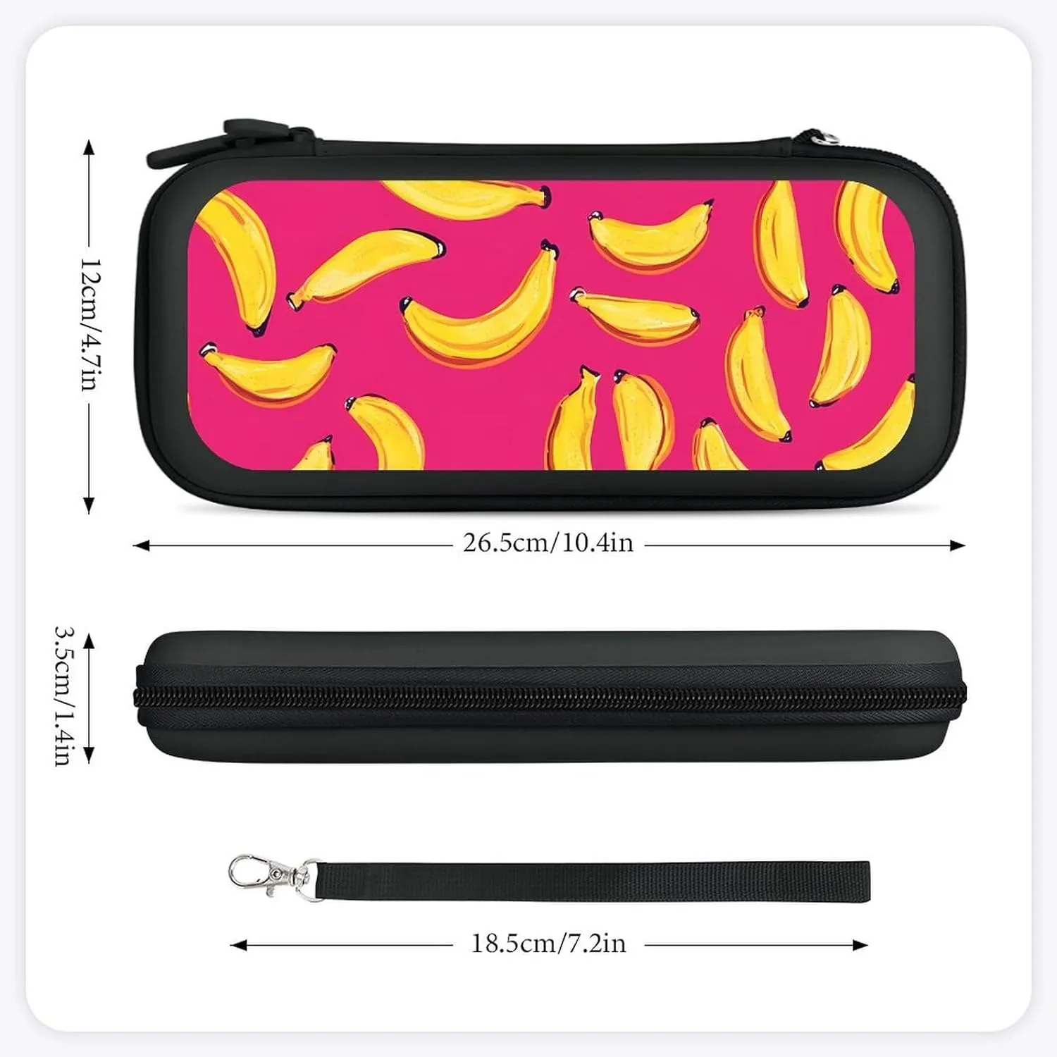 Bananas Art Hand Drawing Compatible with Switch Carrying Case Hard Travel Game Bag Pouch with 15 Games Accessories