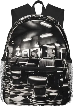 Barber Shop Monochrome Style Print Travel Backpack, Suitable For Daily Commute, Outdoor Sports And Weekend Vacation