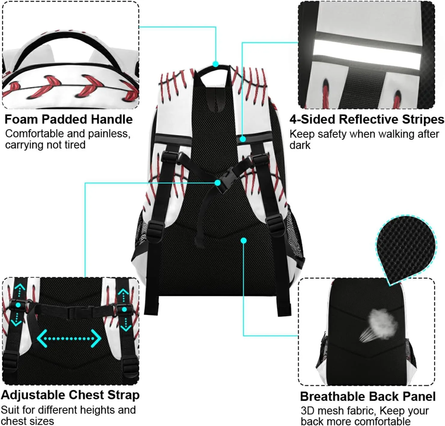 Baseball Kids Backpacks for Teens Girls Boys Ball Backpack Student Schoolbag School Sports Softball 16 inch Laptop Book Bag Casual Daypack Back Pack Travel Sports Bags