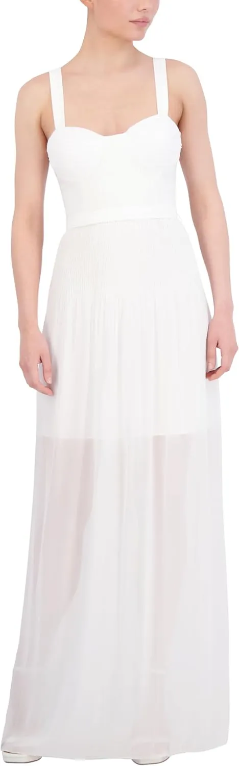 BCBGMAXAZRIA Women's Sleeveless Sweetheart Neck Midi Day Dress