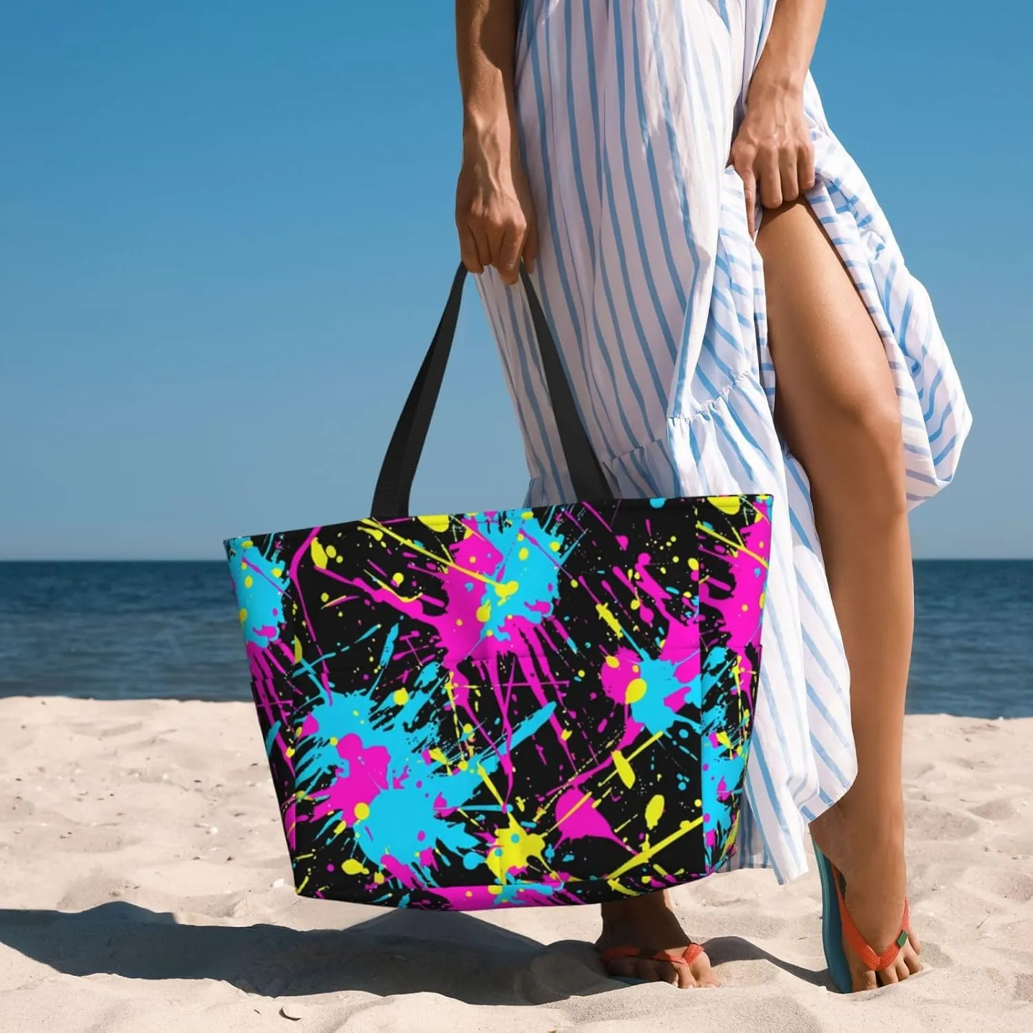 Beautiful floral pattern Large Capacity Travel Bag Lightweight Shopping Handbag Beach Tote Bags Casual Work Bag