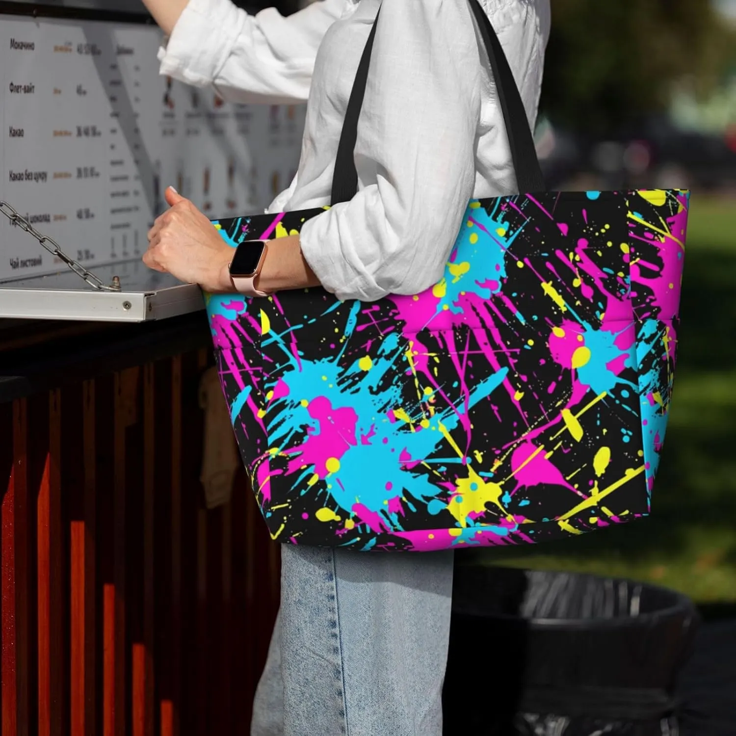 Beautiful floral pattern Large Capacity Travel Bag Lightweight Shopping Handbag Beach Tote Bags Casual Work Bag