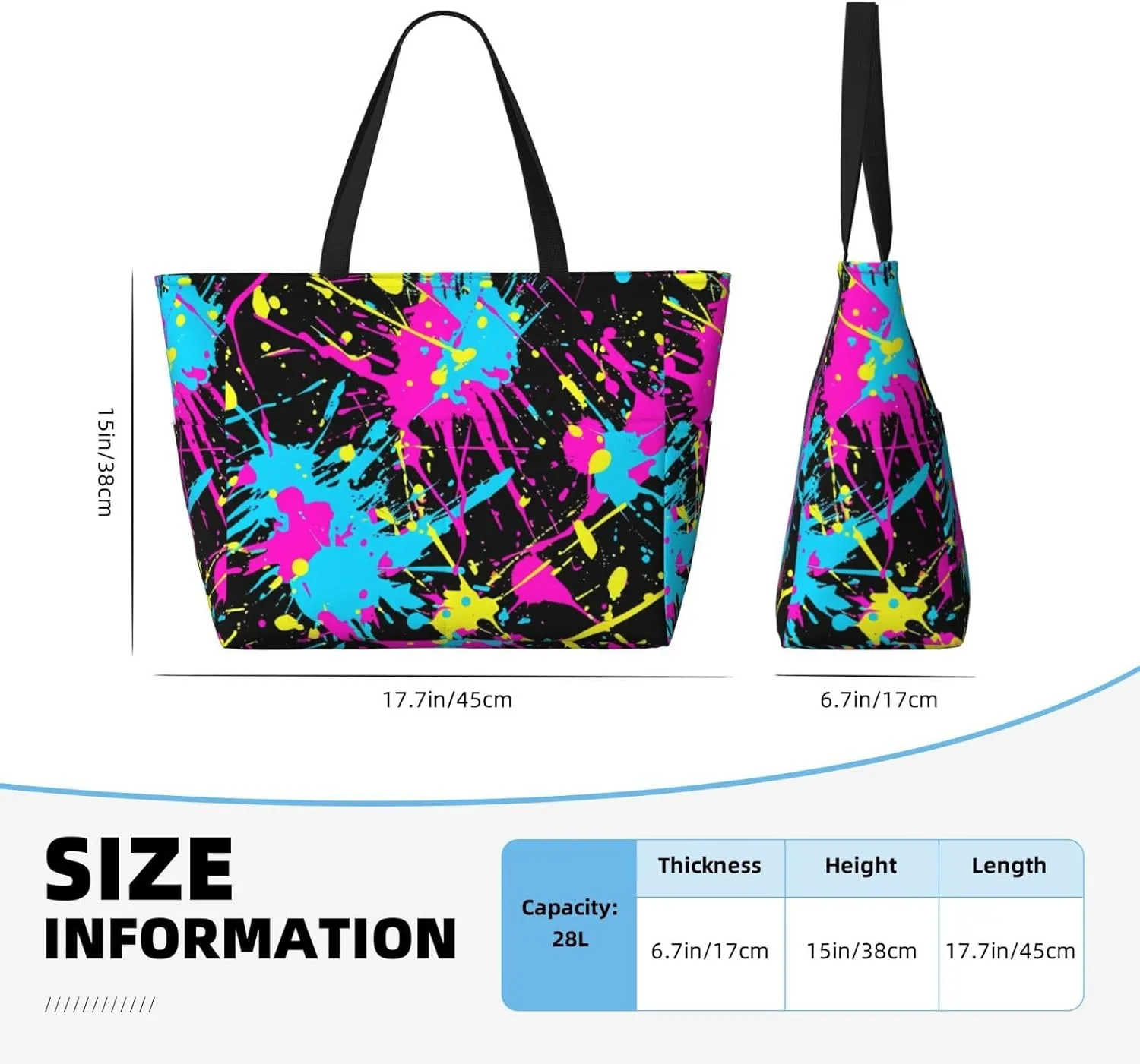 Beautiful floral pattern Large Capacity Travel Bag Lightweight Shopping Handbag Beach Tote Bags Casual Work Bag
