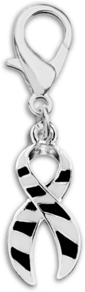 Beautiful Ribbon Hanging Charms for All Causes, Diseases, and Cancer - Ideal for Bracelets, Purses, Zipper Pulls on Jackets, Backpacks, Pet Collars - Perfect for Fundraising and Support Groups