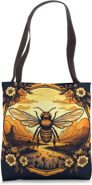 Bee And Flowers Floral Honeybee Tote Bag