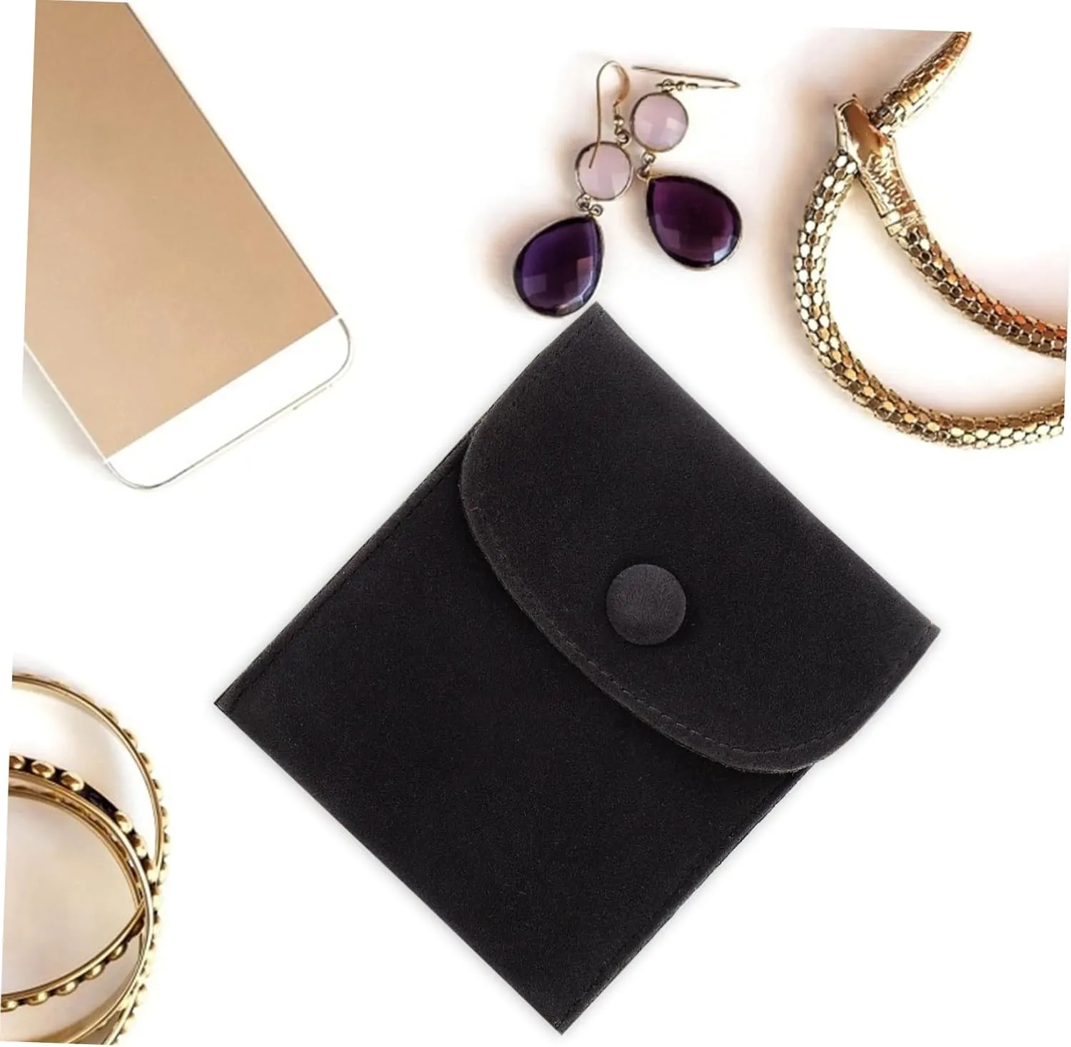 BESPORTBLE Elegant Velvet Jewelry Snap Bag Watch Bracelet Storage Packing Bag Lightweight and Jewelry Snap Purse for Necklace