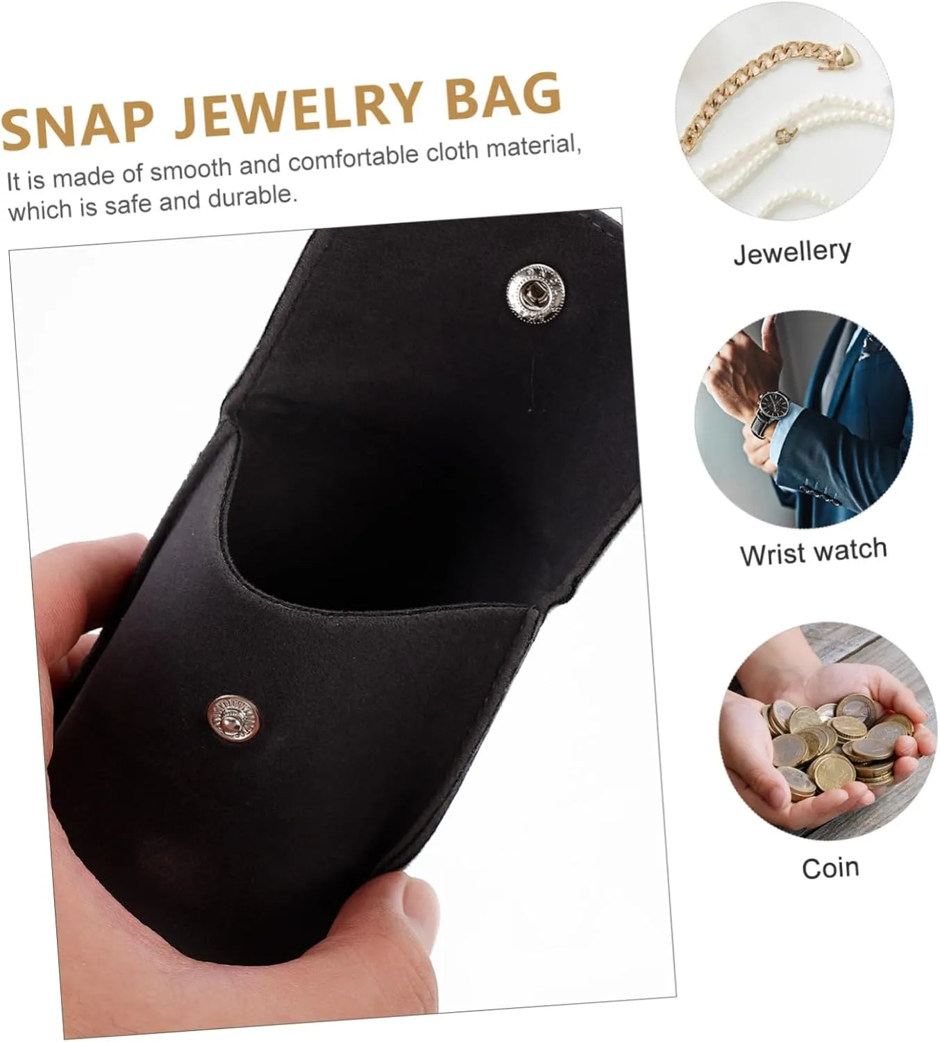 BESPORTBLE Elegant Velvet Jewelry Snap Bag Watch Bracelet Storage Packing Bag Lightweight and Jewelry Snap Purse for Necklace