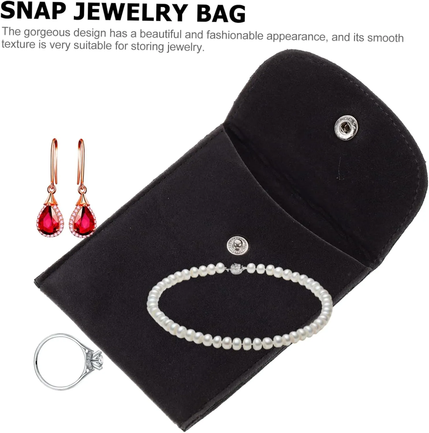 BESPORTBLE Elegant Velvet Jewelry Snap Bag Watch Bracelet Storage Packing Bag Lightweight and Jewelry Snap Purse for Necklace