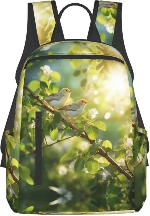 birds in birch tree print Simple lightweight casual backpack travel bag backpack for men and women