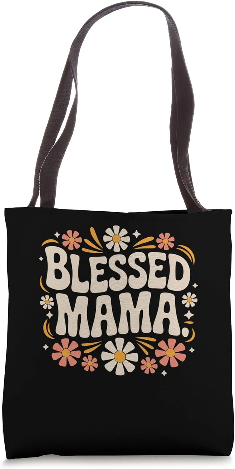 Blessed Mama Floral Design Mother's Day Present Tote Bag